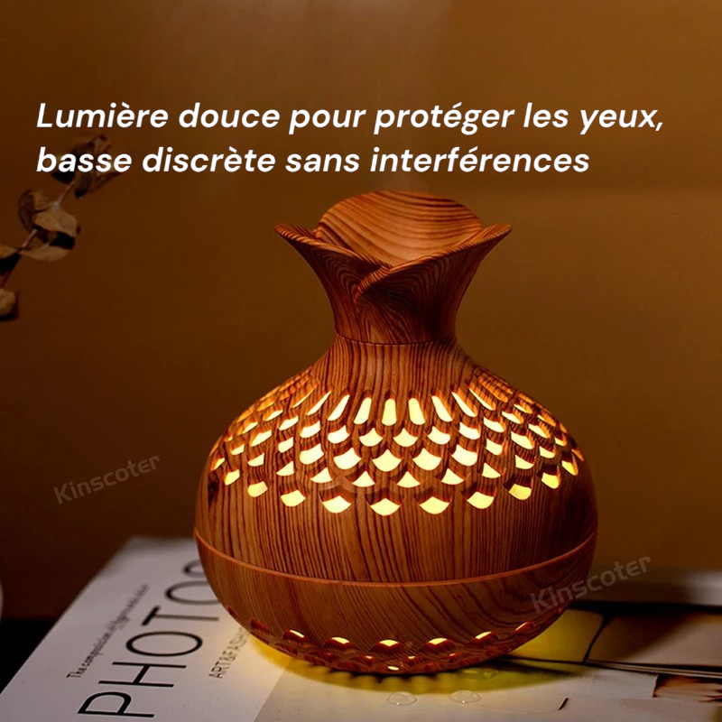 300 ml Aromatherapie-Diffusor, tragbarer Luftbefeuchter mit Holzmaserung, Ultraschall mit RGB-Lampe.
