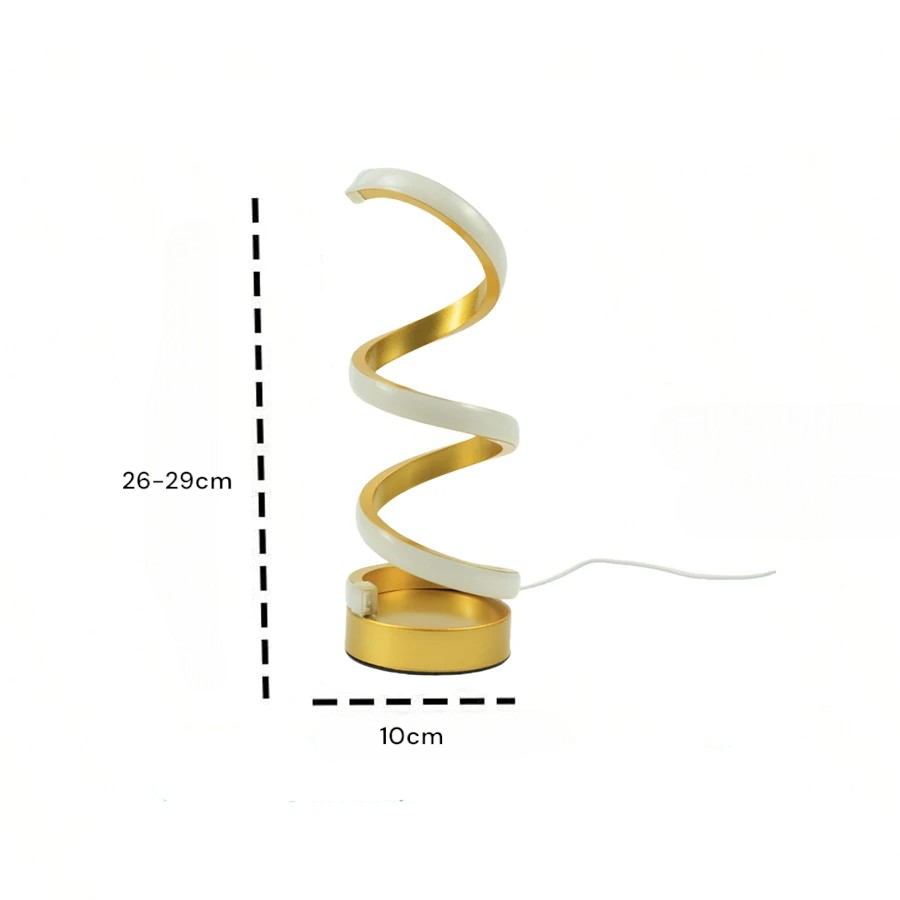 Moderne LED-Tischlampe - USB, einstellbare Helligkeit, warmweißes Licht, Spiraldesign