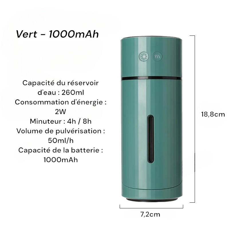 260 ml kabelloser USB-Aromatherapie-Diffusor, wiederaufladbarer 1000-mAh-Akku, Ultraschall und leise