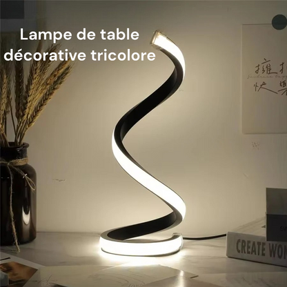 Lampe de table LED en spirale - veilleuse moderne, intensité réglable, idéale pour chambre, bureau, salon