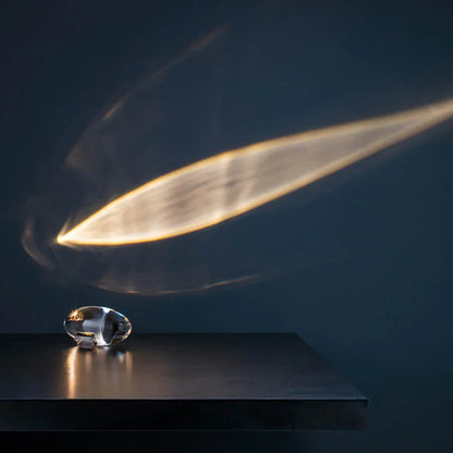 Italienische Designer-LED-Kristall-Tischlampe „Eye of the Sky“ – ovale Nachtprojektorlampe, Dekoration für Schlafzimmer und Wohnzimmer