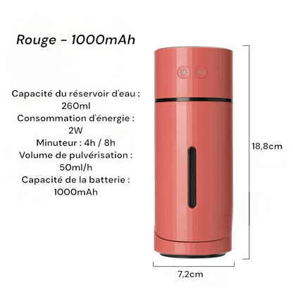 260 ml kabelloser USB-Aromatherapie-Diffusor, wiederaufladbarer 1000-mAh-Akku, Ultraschall und leise
