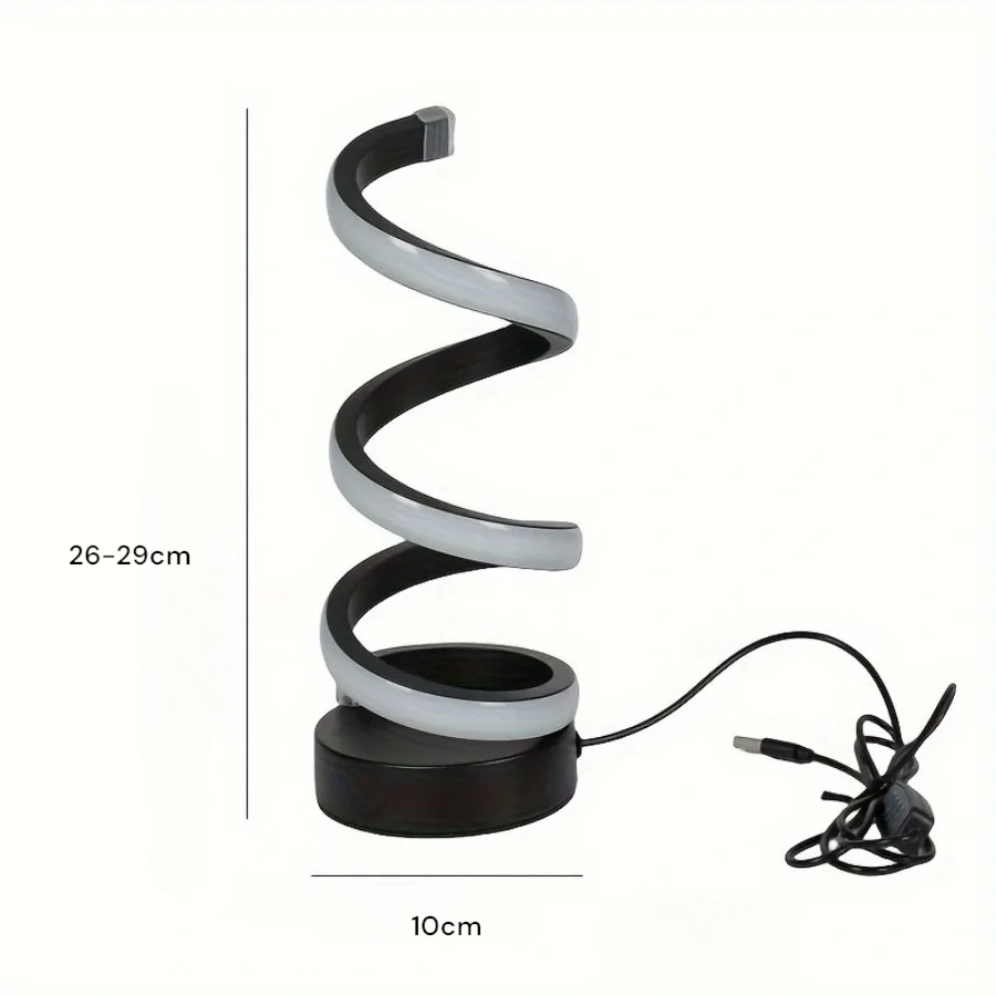 Moderne LED-Tischlampe - USB, einstellbare Helligkeit, warmweißes Licht, Spiraldesign