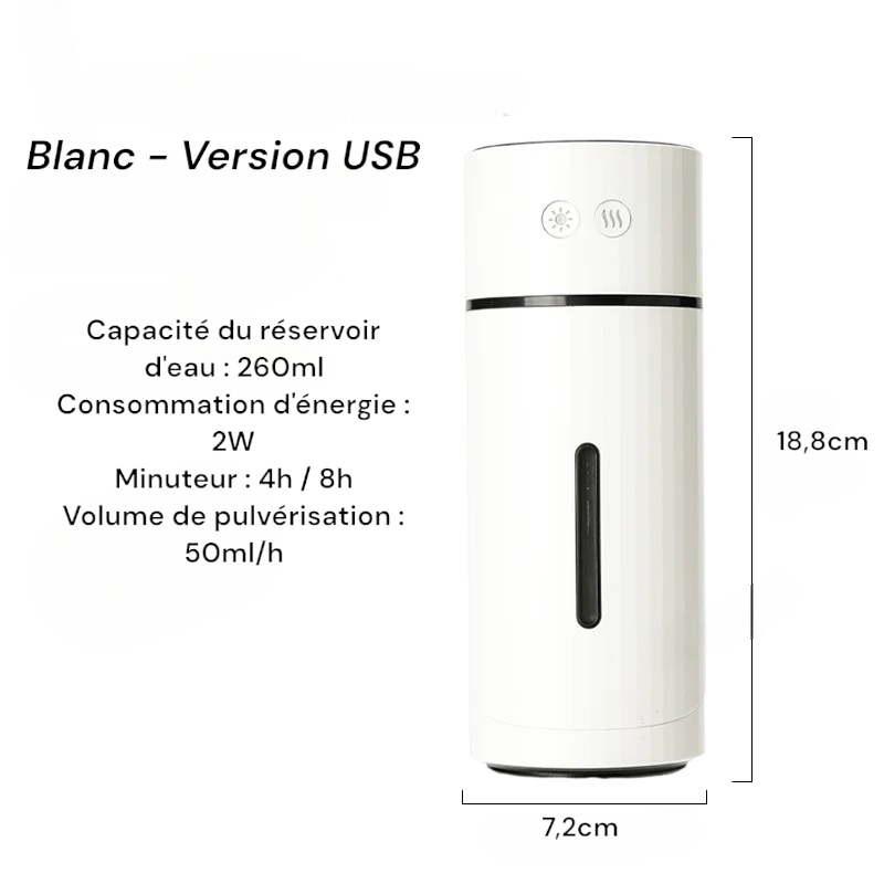 260 ml kabelloser USB-Aromatherapie-Diffusor, wiederaufladbarer 1000-mAh-Akku, Ultraschall und leise