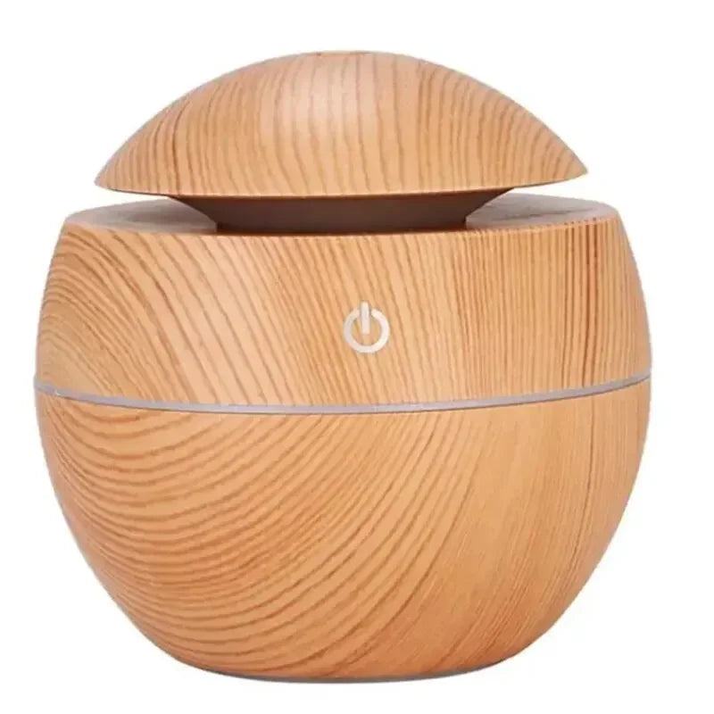 Mini diffuseur ultrasonique USB, humidificateur d'air portable en grain de bois, brumisateur d'huiles essentielles et purificateur.