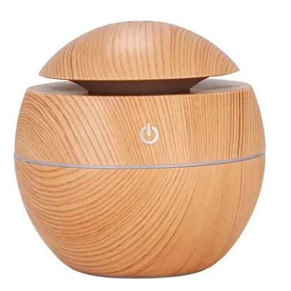 Mini diffuseur ultrasonique USB, humidificateur d'air portable en grain de bois, brumisateur d'huiles essentielles et purificateur.