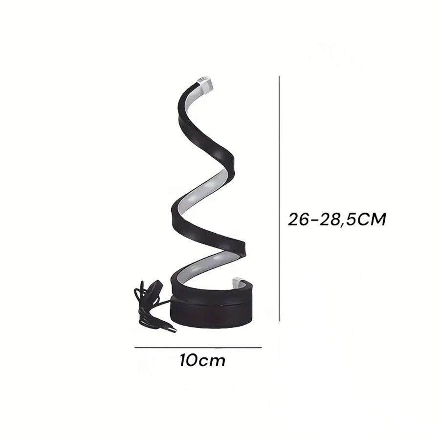 Moderne LED-Tischlampe - USB, einstellbare Helligkeit, warmweißes Licht, Spiraldesign