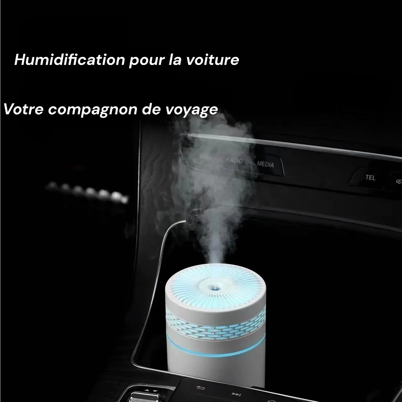Mini Humidificateur Voiture - Diffuseur d’Arômes 7 Couleurs - Purificateur d’Air USB
