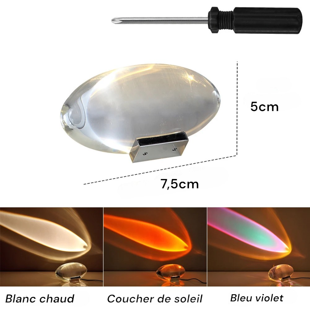 Italienische Designer-LED-Kristall-Tischlampe „Eye of the Sky“ – ovale Nachtprojektorlampe, Dekoration für Schlafzimmer und Wohnzimmer