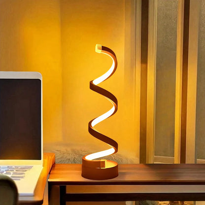 Moderne LED-Tischlampe - USB, einstellbare Helligkeit, warmweißes Licht, Spiraldesign