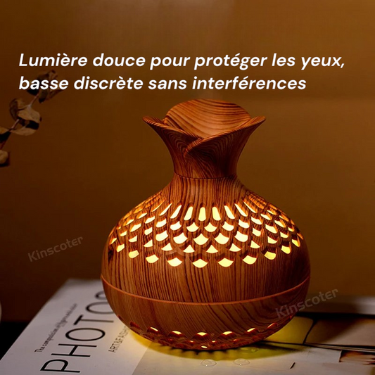 300 ml Aromatherapie-Diffusor, tragbarer Luftbefeuchter mit Holzmaserung, Ultraschall mit RGB-Lampe. 