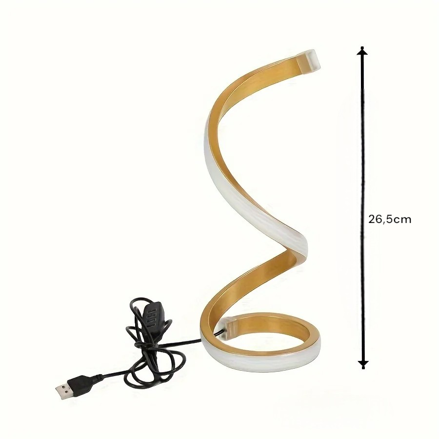 Moderne LED-Tischlampe - USB, einstellbare Helligkeit, warmweißes Licht, Spiraldesign